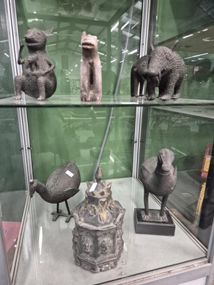 Lot 410 - An antique lead tobacco press and a group of...