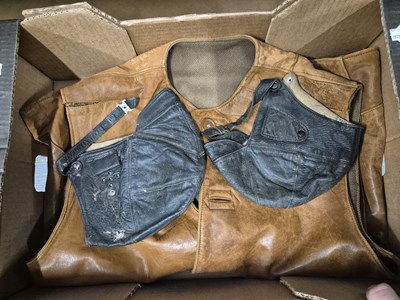 Lot 422 - A rare vintage military leather jerkin and two...