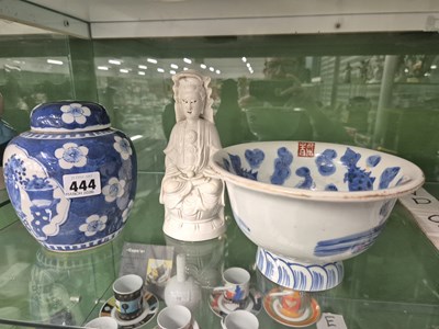 Lot 444 - A Chinese blue and white ginger jar, a blanc...
