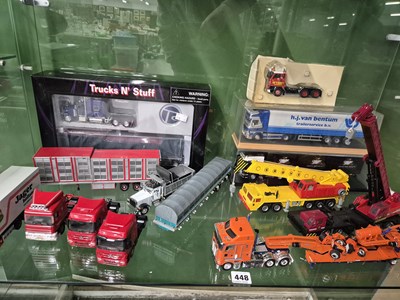Lot 448 - Various die-cast model trucks, some boxed.