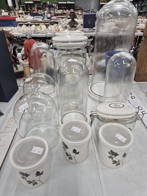Lot 473 - Four glass display domes, various glass...
