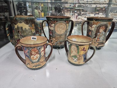 Lot 494 - Five large Royal Doulton two-handled loving...