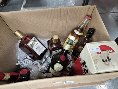 Lot 655 - A box of various spirits, Cointreau, brandy,...