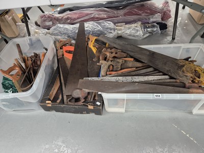 Lot 658 - A large selection of vintage woodworking saws...