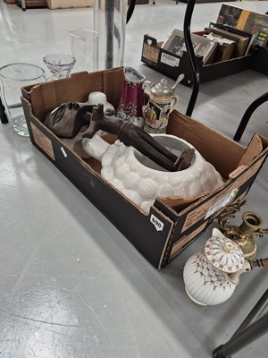 Lot 690 - An African figure, a light shade, vases and...