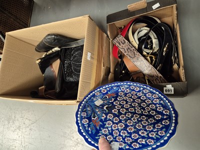 Lot 691 - Two boxes of fashion belts and handbags