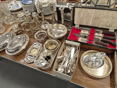Lot 707 - Various silver-plated wares and cutlery.