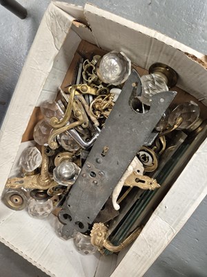Lot 769 - A box of vintage door and window furniture.