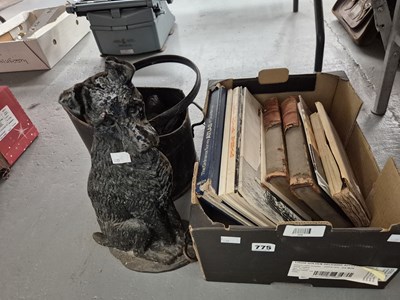 Lot 775 - A cast-iron fireside stand and coal bucket,...