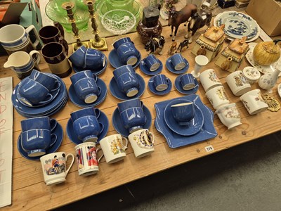 Lot 776 - Coffee wares, brass candlesticks, cottage ware...