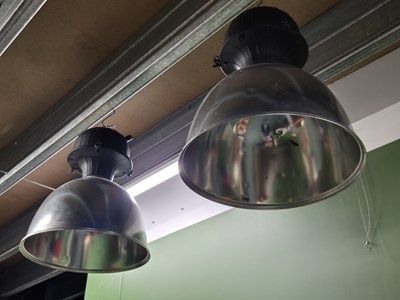 Lot 398 - A pair of industrial type hanging lights