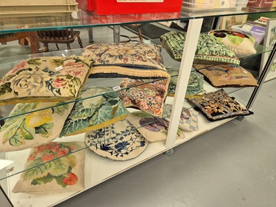 Lot 841 - Thirteen various needlepoint cushions