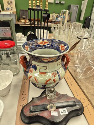 Lot 845 - A Victorian desk stand and a large ironstone...