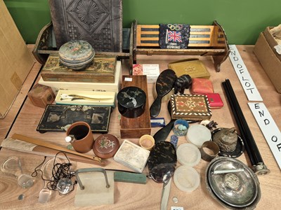 Lot 858 - Two vintage book troughs, various trinket...