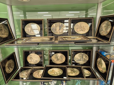 Lot 873 - A set of nineteen antique eglomise framed prints