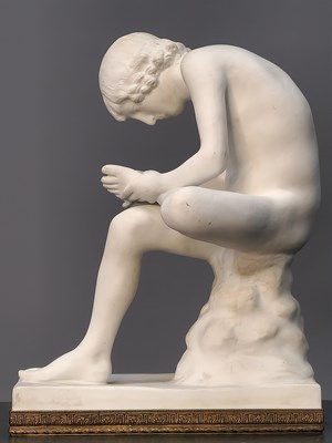 Lot 1218 - A Bisque porcelain figure of 'Spinario' (The...