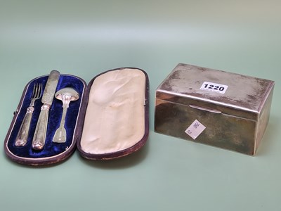 Lot 1220 - A hallmarked silver three-piece christening...