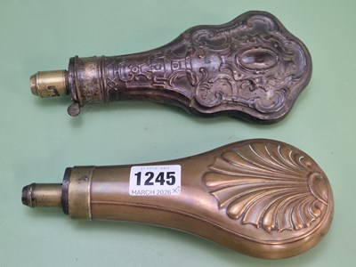 Lot 1245 - Two 19th-century gunpowder flasks one by...