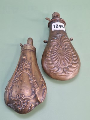 Lot 1246 - Two 19th-century gunpowder flasks, one Sykes...