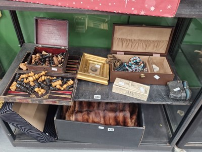 Lot 426 - A chessboard and pieces, a small print, a...