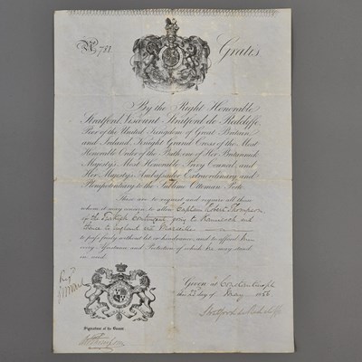 Lot 10 - A rare Crimea interest, May 1856 passport...