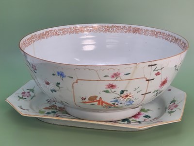 Lot 1027 - A Chinese famille rose platter centrally...