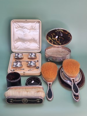 Lot 1034 - A silver picque tortoiseshell eight piece...