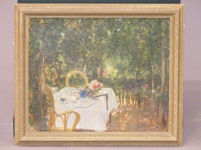 Lot 1056 - Carl Albrecht (1862-1926), the garden tea...