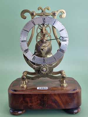 Lot 1065 - A fusee skeleton timepiece with a silvered...