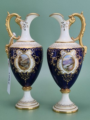 Lot 1067 - A pair of early 20th century Coalport ewers...