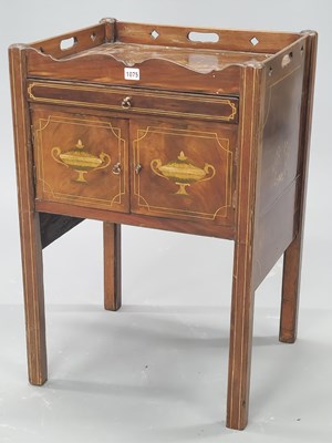Lot 1075 - A George III mahogany bedside cabinet...