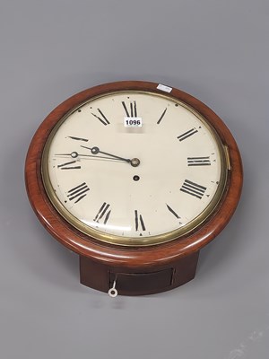 Lot 1096 - A mahogany cased fusee wall clock, the painted...