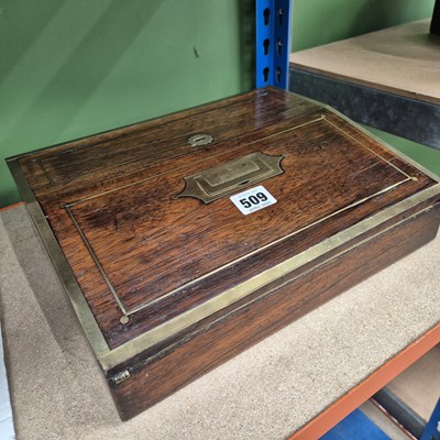 Lot 509 - A brass inlaid rosewood writing slope