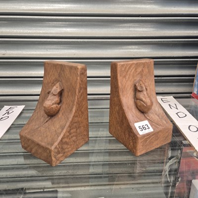 Lot 563 - A pair of Robert Thompson 'Mouseman' oak book...