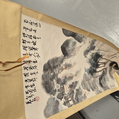 Lot 581 - A Chinese scroll depicting a karstic coast