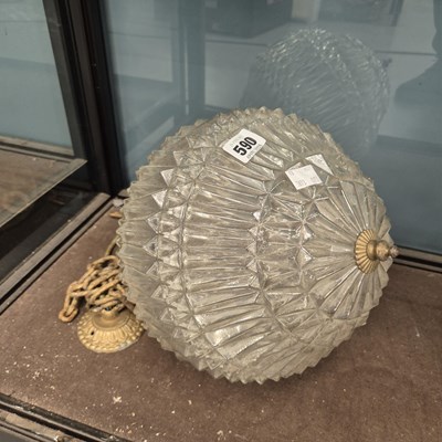Lot 590 - A glass ceiling lantern