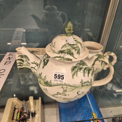 Lot 595 - A modern Oxford pottery green Delft style tea...
