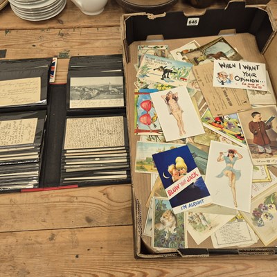 Lot 646 - Sea side postcards together with a folder of...