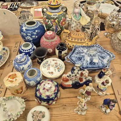 Lot 668 - Chinese ginger jars, German and Staffordshire...