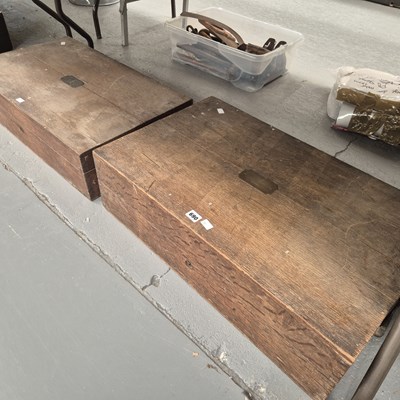 Lot 690 - Two Spink & Son oak boxes with brass crests...