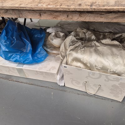 Lot 694 - A collection of wedding wear, straw hats, etc.