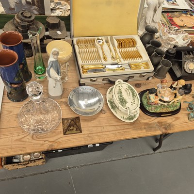 Lot 697 - A canteen of gilt cutlery, a black telephone...