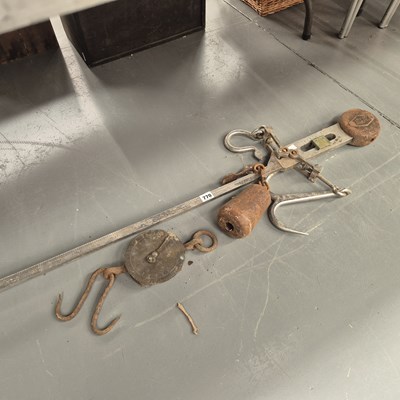 Lot 770 - A steel yard balance weight together with a...