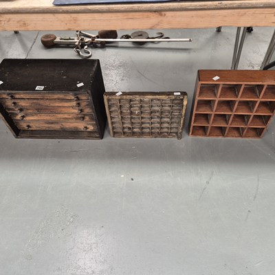 Lot 793 - Two printer's letter trays together with a 5...