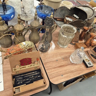 Lot 817 - A copper coal scuttle, other copper, three...