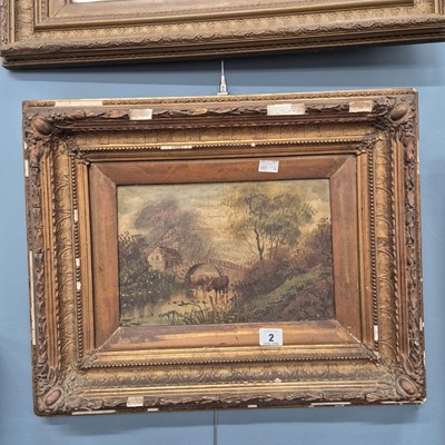 Lot 2 - Two early 20th-century gilt-framed oil...
