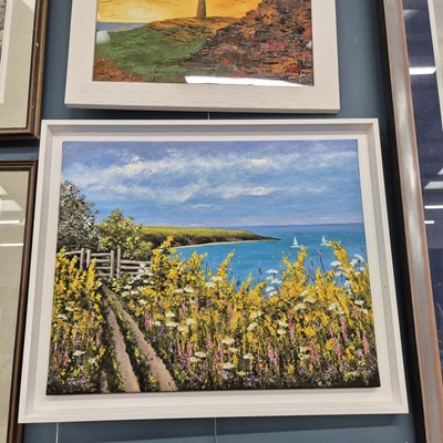 Lot 9 - Three 20th century acrylic paintings, poppy...