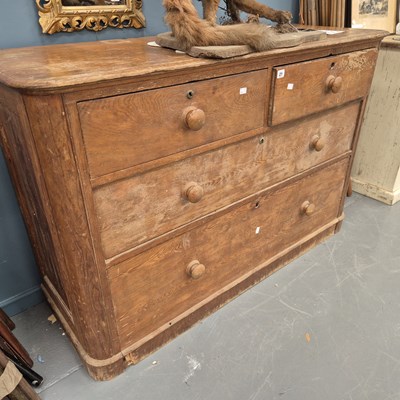 Lot 21 - A Victorian pine chest of drawers H 93 W 142 D...
