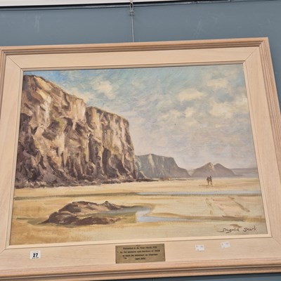 Lot 27 - Dugald Stark, a coastal beach with high cliffs,...