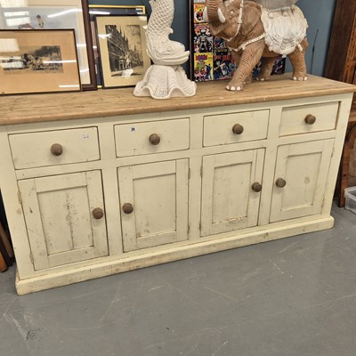 Lot 30 - A painted pine dresser base H 84 W 179 D 54cm